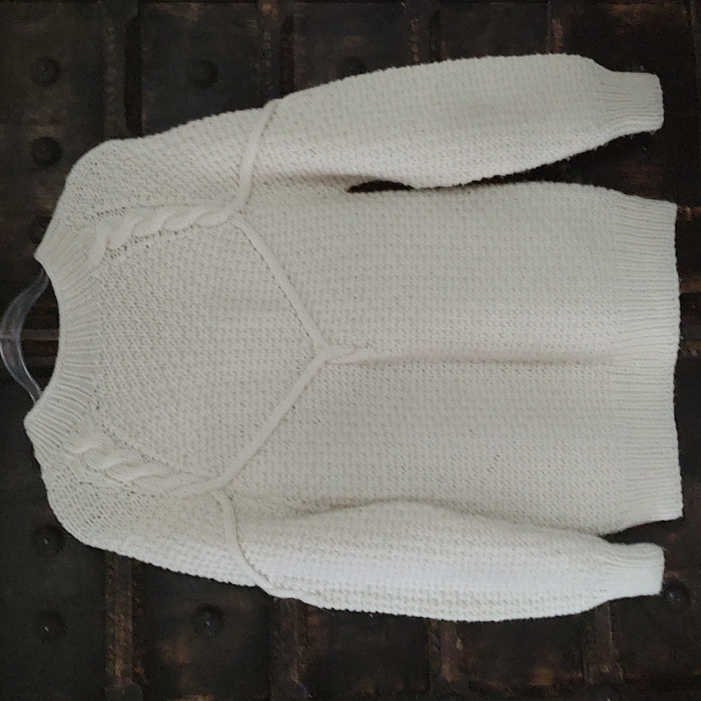 Fisherm Sweater Think Cable Knit Sweater Hand Knit Vintage Medium White